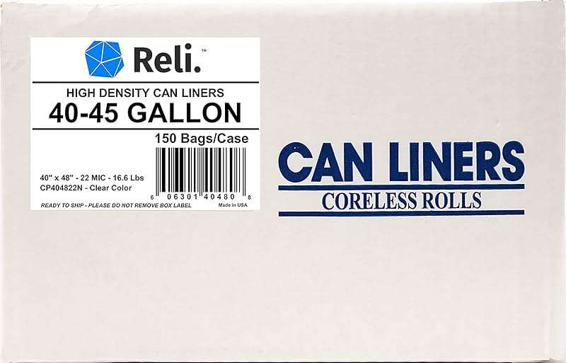 Reli. Premium 40 to 45 Gallon Trash Bags Heavy Duty | 150 Trash Bags with Ties | Super Sizeable, Clear, Serious Garbage Cleanup - Image 5