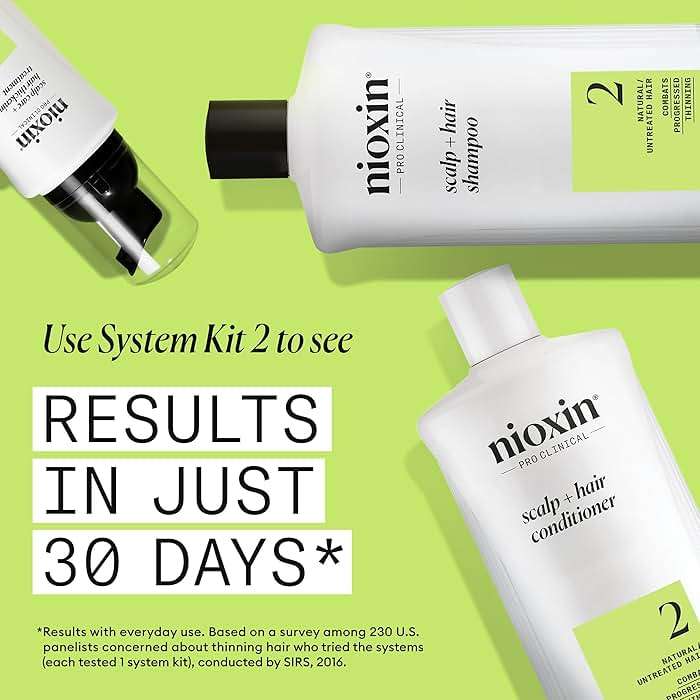 NIOXIN System 2 Scalp + Hair Thickening Conditioner for Natural Hair with Progressed Thinning | Boost Hair Density with Niacinamide & Biotin | Refreshed Scalp with Healthy Shine - Image 5