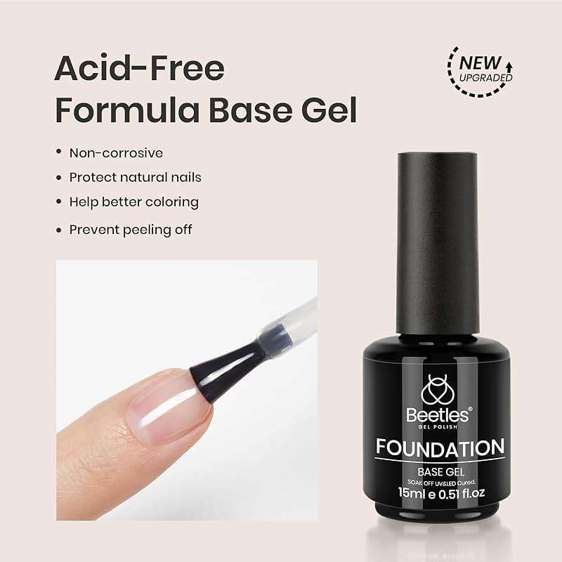 Beetles 2 Pcs 15ml No Wipe Gel Top Coat and Base Coat Set - Shine Finish and Long Lasting Soak Off LED Nail Lamp Gel Base Top Coat Stay Lock Shine Duo Finish Nail Art Design Manicure Gifts for Women - Image 3