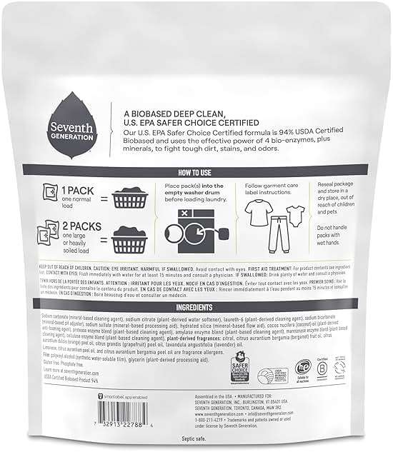 Seventh Generation, Laundry Detergent Packs Ultra Power Plus 42 Count, 29.6 Ounce - Image 2