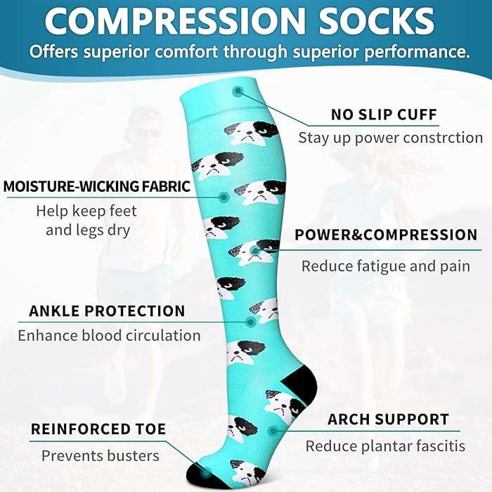 6 Pack Copper Compression Socks for Women and Men Circulation-Best Support for Medical,Running,Nursing,Athletic - Image 5