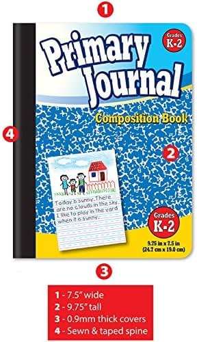 Better Office Products Primary Journal, Hardcover, Primary Composition Book Notebook - Grades K-2, 100 Sheet, One Subject, 9.75" x 7.5", Blue Cover-6 Pack - Image 3