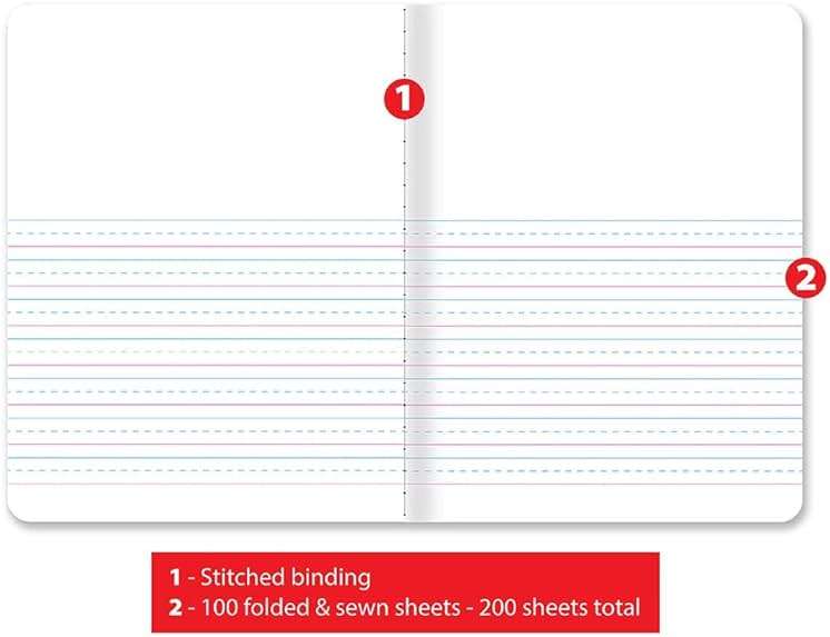 Better Office Products Primary Journal, Hardcover, Primary Composition Book Notebook - Grades K-2, 100 Sheet, One Subject, 9.75" x 7.5", Blue Cover-6 Pack - Image 6