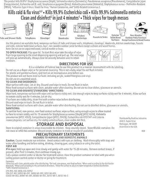 Amazon Basics Disinfecting Wipes, Lemon & Fresh Scent, Sanitizes/Cleans/Disinfects/Deodorizes, 255 Count (2 Packs Lemon, 1 Pack Fresh Scent) - Image 6