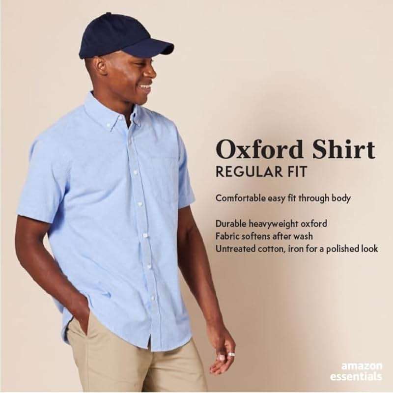 Amazon Essentials Men's Short-Sleeve Oxford Shirt with Pocket - Image 2