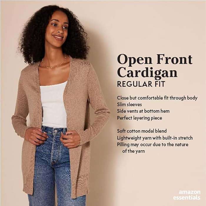 Amazon Essentials Women's Lightweight Long Sleeve Open-Front Cardigan Sweater (Available in Plus Size) - Image 2