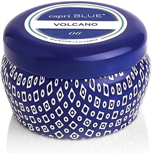 Capri Blue Volcano Scented Mini Tin Jar Candle - Luxury Candles for Home Scented with Tropical Fruit & Sugared Citrus - Soy Candle Wax Blend (Blue, 3 oz) - Image 1