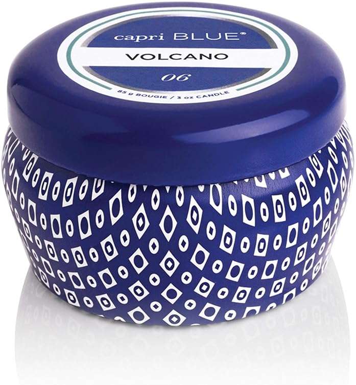 Capri Blue Volcano Scented Mini Tin Jar Candle - Luxury Candles for Home Scented with Tropical Fruit & Sugared Citrus - Soy Candle Wax Blend (Blue, 3 oz) - Image 4