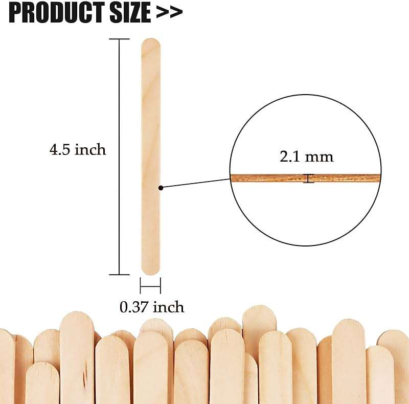 KTOJOY 200 Pcs Craft Sticks Ice Cream Sticks Natural Wood Popsicle Craft Sticks 4.5 inch Length Treat Sticks Ice Pop Sticks for DIY Crafts - Image 3