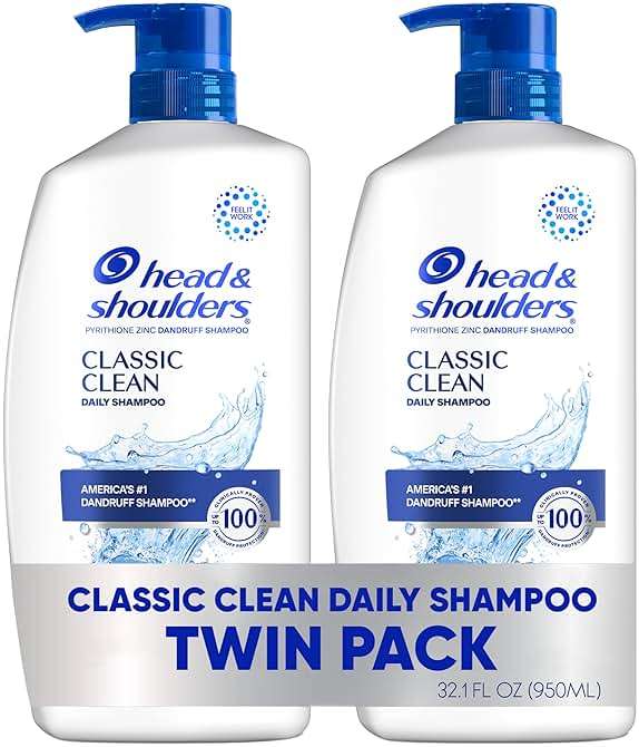 Head & Shoulders Classic Clean Dandruff Shampoo Twin Pack, Anti-Dandruff Daily Use, Paraben-Free, Color-Safe, 32.1 Fl Oz Each (Set of 2) - Image 1
