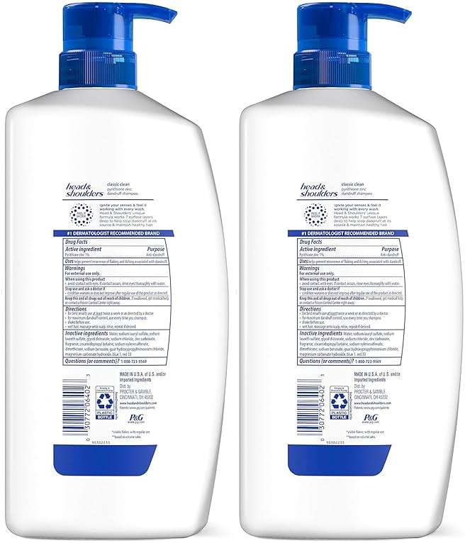Head & Shoulders Classic Clean Dandruff Shampoo Twin Pack, Anti-Dandruff Daily Use, Paraben-Free, Color-Safe, 32.1 Fl Oz Each (Set of 2) - Image 9