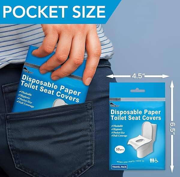 Disposable Toilet Seat Covers Flushable XL 100 Pack – Adults & Kids Potty Training Travel Toilet Seat Cover – 100% Biodegradable Public Restroom Protection for Airplane, Camping, Festivals - Image 4