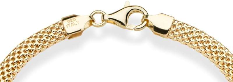 Miabella 18K Gold Plated 925 Sterling Silver Italian 5mm Mesh Link Chain Bracelet for Women, Made in Italy - Image 3