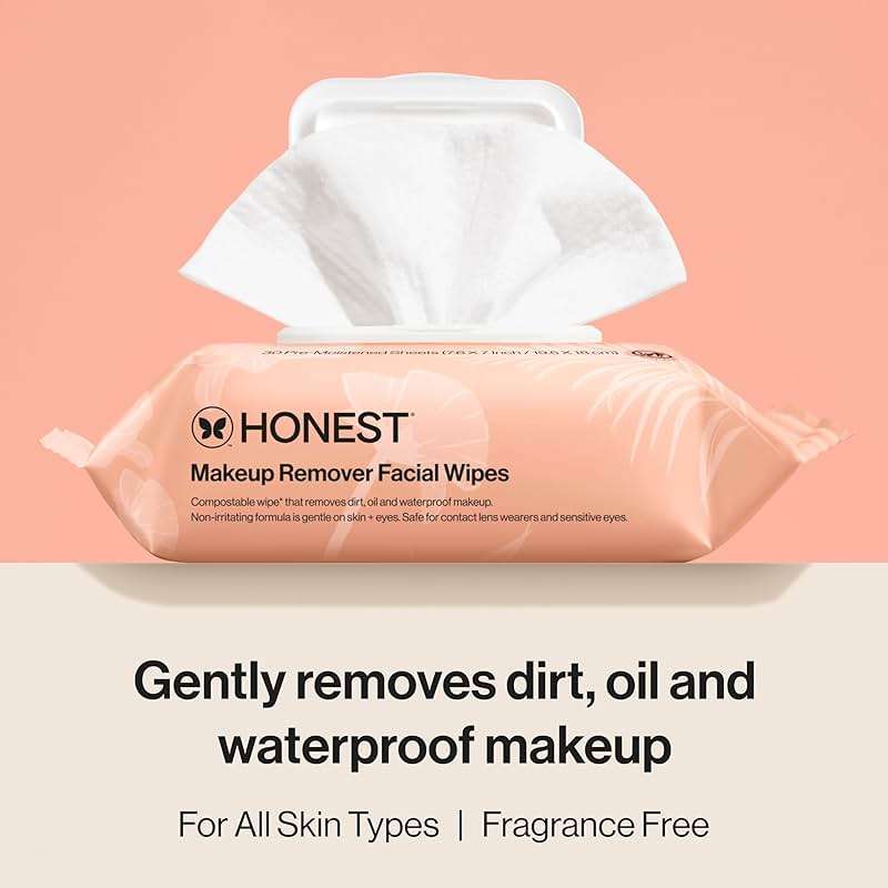 Honest Beauty Fragrance Free Cleansing Makeup Remover Facial Wipes | Plant Based, Hypoallergenic, Gentle for Sensitive Skin | 30 Count - Image 2