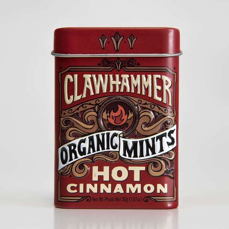 Clawhammer Organic Mints | USDA Certified Organic, Gluten Free, Non-GMO, Kosher | Hot Cinnamon, 30 Count Tin - Image 1