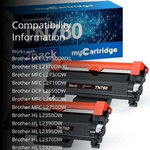 myCartridge Remanufactured Toner Cartridge Replacement for Brother TN760 TN-760 TN730 TN-730 for MFC-L2710DW MFC-L2750DW HL-L2350DW HL-L2370DW HL-L2395DW HL-L2390DW Printer(Black,TN760 2Pk) - Image 3