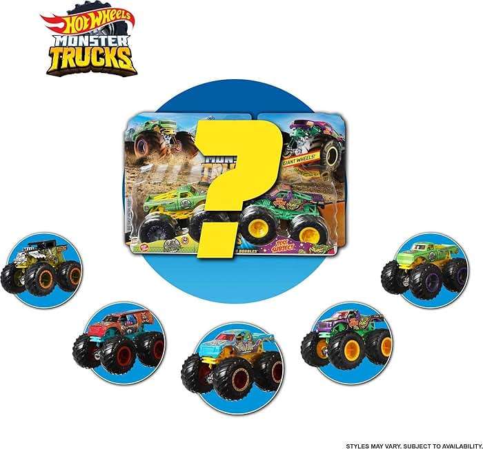 Hot Wheels Monster Trucks 2-Pack, Demolition Doubles Set of 2 Toy Vehicles in 1:64 Scale, for Kids & Collectors (Styles May Vary) - Image 4