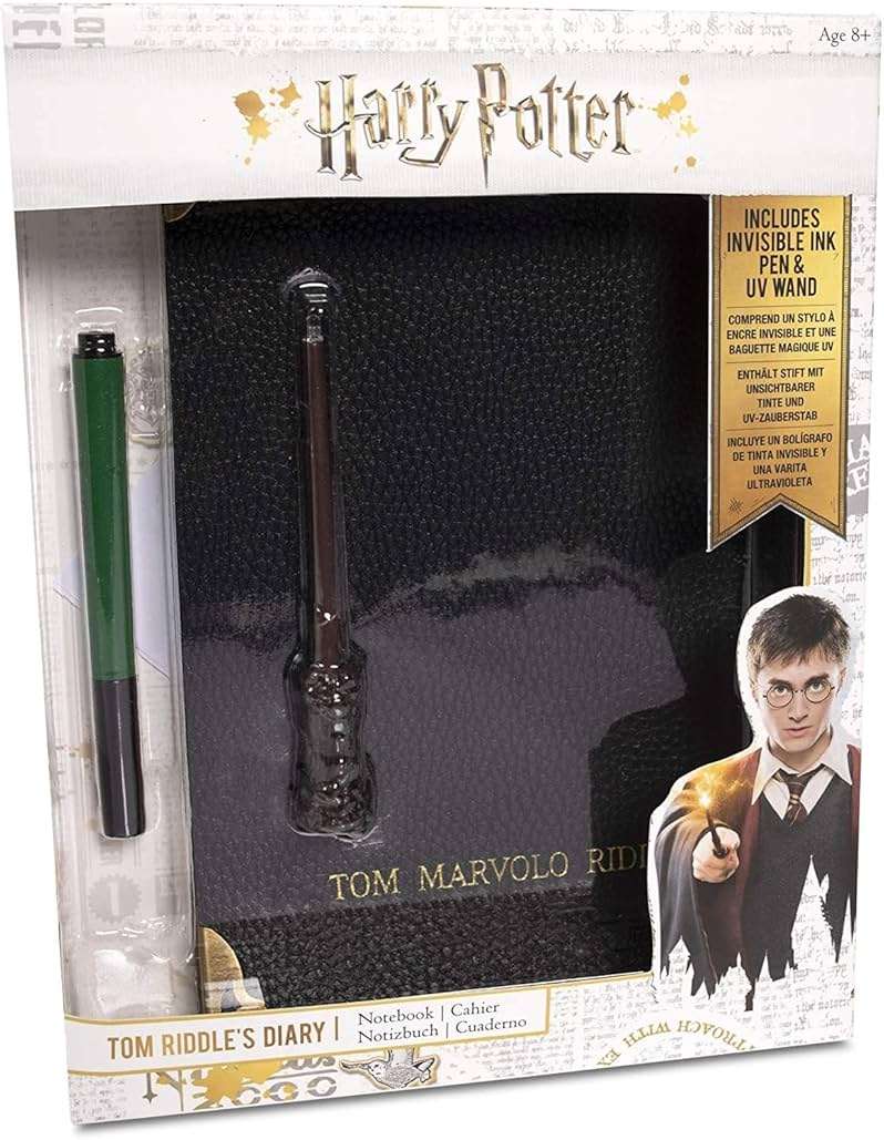 Wizarding World: Tom Riddle's Diary - Secret Replica Notebook, Slytherin House Invisible Ink Pen, Magic UV Reveal Mini Wand, Harry Potter Collectible - Image 1