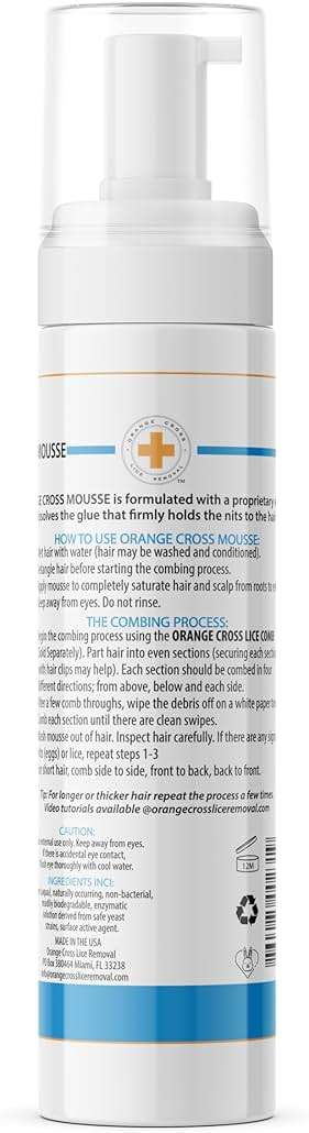 Orange Cross Lice Removal Lice and Nit Eliminating Mousse, Lice Treatment for Kids and Adults, Lice and Nit Remover, Nit Glue Dissolver 8oz. - Image 2