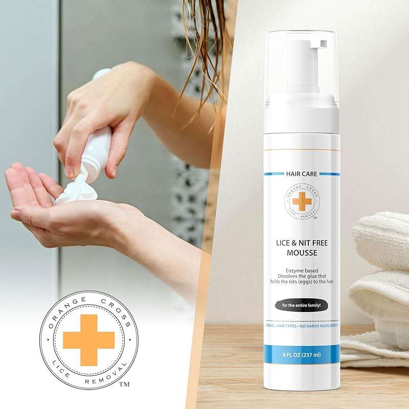 Orange Cross Lice Removal Lice and Nit Eliminating Mousse, Lice Treatment for Kids and Adults, Lice and Nit Remover, Nit Glue Dissolver 8oz. - Image 3