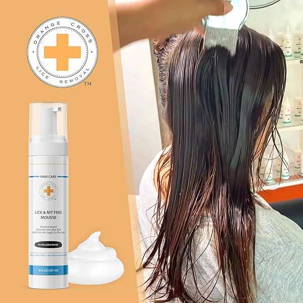 Orange Cross Lice Removal Lice and Nit Eliminating Mousse, Lice Treatment for Kids and Adults, Lice and Nit Remover, Nit Glue Dissolver 8oz. - Image 4