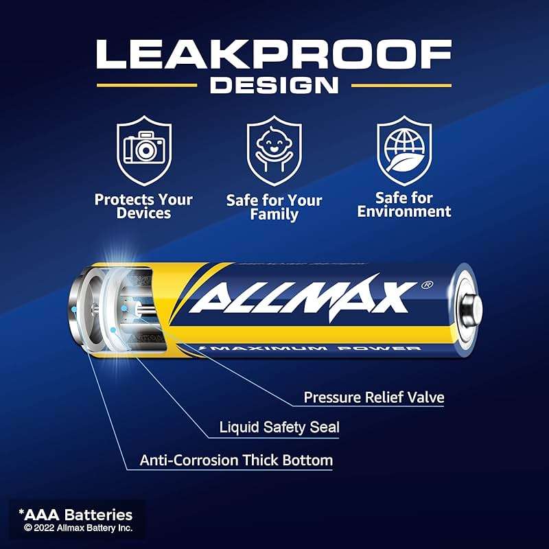 Allmax AAA Maximum Power Alkaline Triple A Batteries (100 Count) – Ultra Long-Lasting, Leakproof Design, 10-Year Shelf Life, Maximum Performance (1.5V) - Image 4