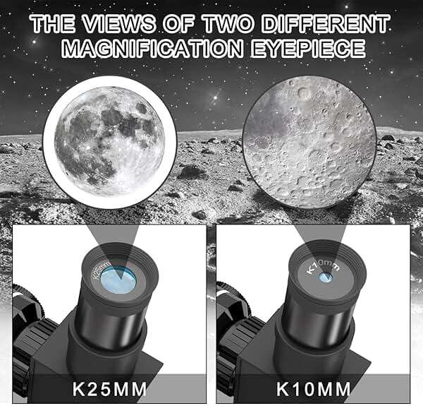 Telescope for Kids & Adults, 70mm Aperture 360mm Refractor (15X-150X) Telescope for Astronomy Beginners, Portable Travel Telescopes with Phone Adapter & 2 Eyepieces - Image 4