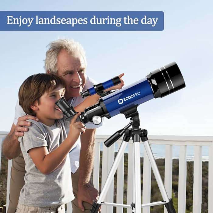 Telescope for Kids & Adults, 70mm Aperture 360mm Refractor (15X-150X) Telescope for Astronomy Beginners, Portable Travel Telescopes with Phone Adapter & 2 Eyepieces - Image 6