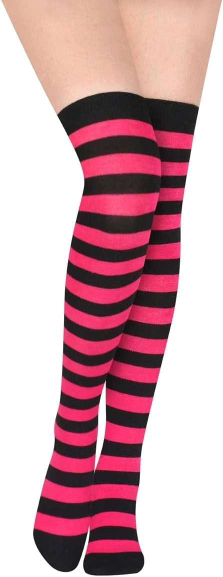 Benefeet Sox Funny Pink Striped Thigh High Socks for Women Cute Stripe Knee High Socks for Teen Girls Colorful Long Tube Sock - Image 2
