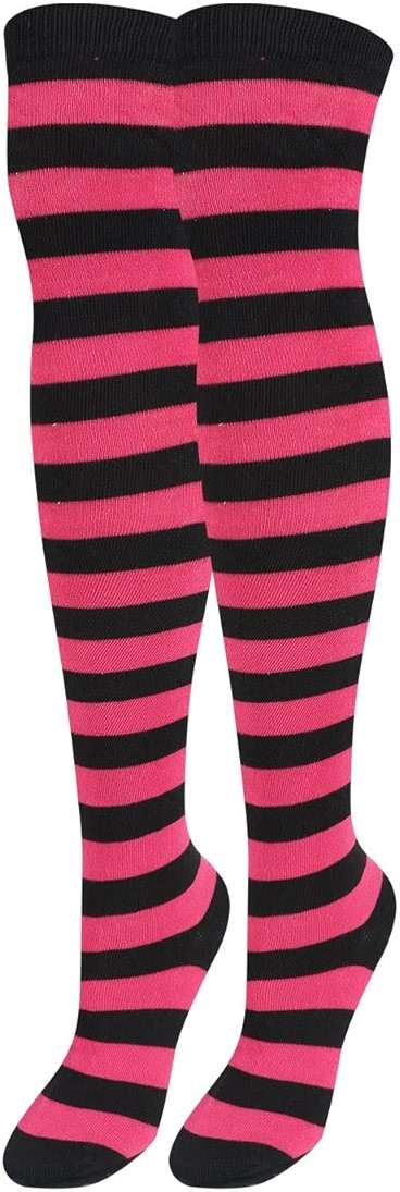 Benefeet Sox Funny Pink Striped Thigh High Socks for Women Cute Stripe Knee High Socks for Teen Girls Colorful Long Tube Sock - Image 8
