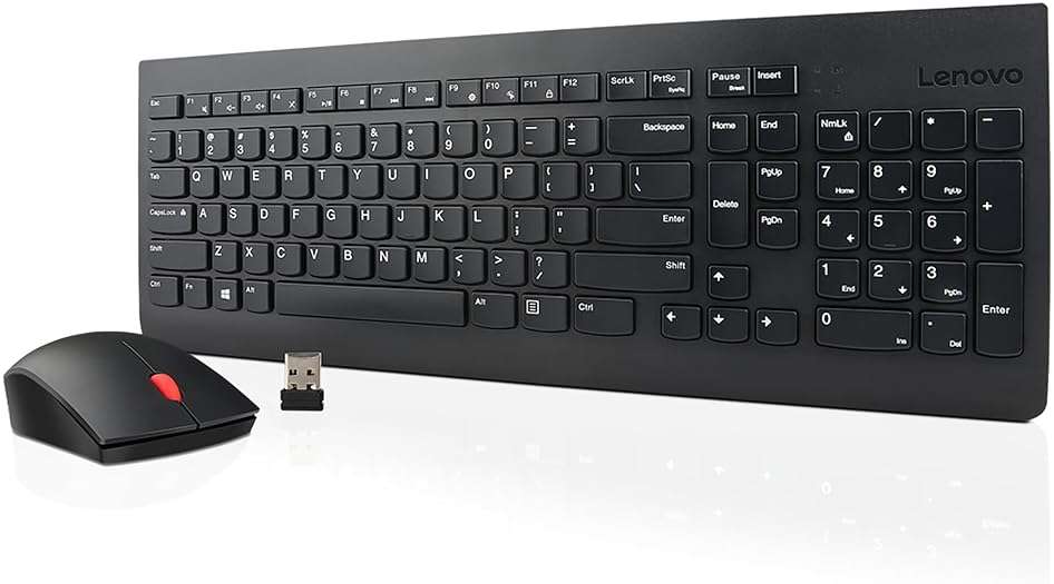 Lenovo 510 Wireless Keyboard & Mouse Combo, 2.4 GHz Nano USB Receiver, Full Size, Island Key Design, Left or Right Hand, 1200 DPI Optical Mouse, GX30N81775, Black - Image 1