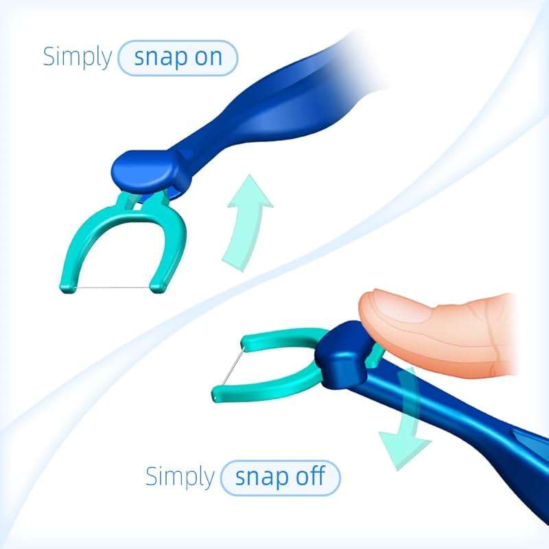 T.Smile NoFuss Dental Flosser Kit, 5-inch Long Handle & Refill Heads, Extra-Strength Floss for Comfortable Clean, Fluoride Free, (1 Blue Handle + 100 Extra-Strength Floss Refills) - Image 3