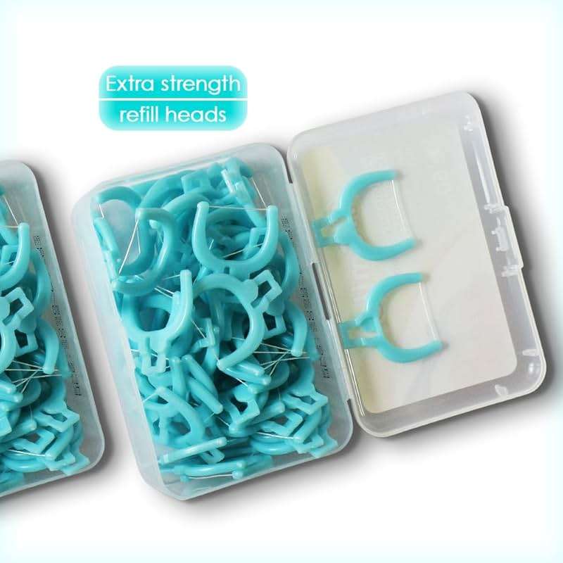 T.Smile NoFuss Dental Flosser Kit, 5-inch Long Handle & Refill Heads, Extra-Strength Floss for Comfortable Clean, Fluoride Free, (1 Blue Handle + 100 Extra-Strength Floss Refills) - Image 7
