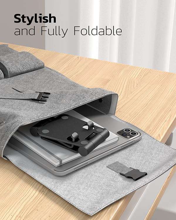 Nulaxy Dual Folding Cell Phone Stand, Fully Adjustable Foldable Desktop Phone Holder Cradle Dock Compatible with iPhone 17 16 15 14 13 12 11 Pro Max Xs Xr X 8, Nintendo Switch, All Phones - Image 5
