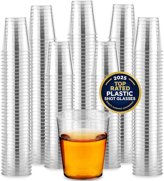 1000 Plastic Shot Glasses - 1.5 Oz Disposable Cups - 1.5 Ounce Shot Glasses - Ideal for Whiskey, Wine Tasting, Food Sampling and Sauce Dipping at Catered Events, Parties and Weddings (Clear) - Image 1