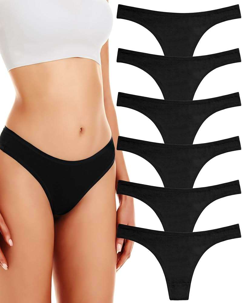 ANZERMIX Women's Breathable Cotton Thong Panties Pack of 6 - Image 1