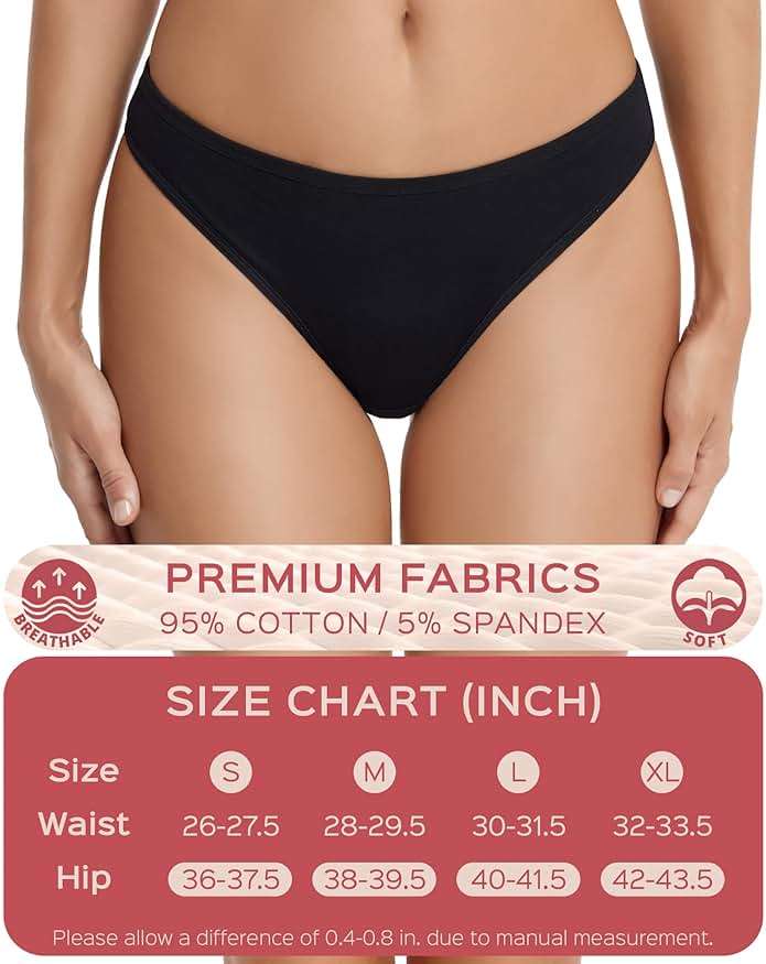 ANZERMIX Women's Breathable Cotton Thong Panties Pack of 6 - Image 6