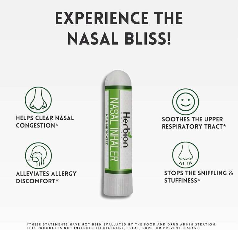 HERBION Naturals Nasal Inhaler Non-Medicated, Relieves Nasal Congestion & Blockage, Sinusitis Conditions, Menthol, Clove Oil, Eucalyptus Oil & Camphor, 0.05 Fl Oz (1.5ml) - Image 4