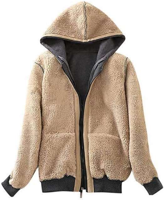 Yeokou Women's Casual Full Zip Up Sherpa Lined Hoodie Sweatshirt Jacket Coat - Image 4