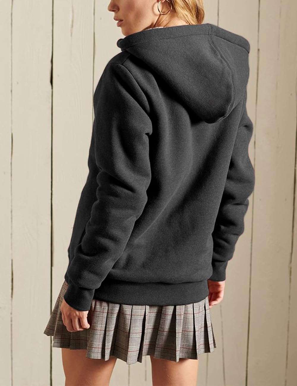 Yeokou Women's Casual Full Zip Up Sherpa Lined Hoodie Sweatshirt Jacket Coat - Image 6