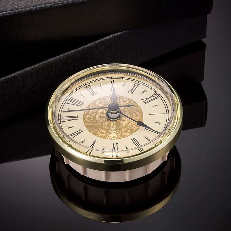 Hicarer 2. 8 Inch/ 70 mm Mini Quartz Clock Insert Round Clocks Head Insert Roman Number Replacement Movement White Face (Gold Trim) - Image 5