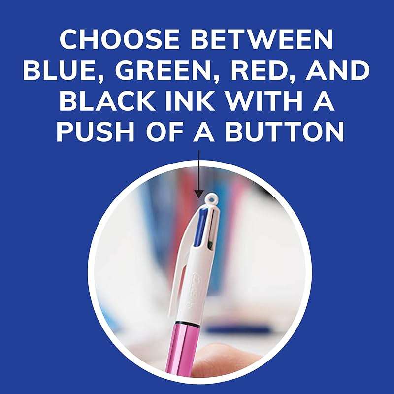 BIC 4-Color Pink Ballpoint Pens, 3-Count Pack in Assorted Colors | Shiny Pink Barrels - Image 7