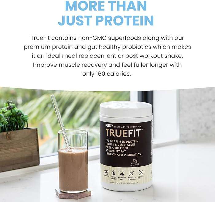 TrueFit High Fiber Protein Powder, Grass-Fed Whey Meal Replacement Shake with Prebiotics, Probiotics, & Organic Superfoods, Keto Friendly, Gluten Free - Image 5