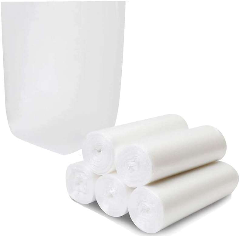 Small Trash Bags 4 Gallon Garbage Bags Waste Basket Bin Liners Bags For Bathroom, Kitchen, Office, Home Bedroom,Car- Clear White (125 Count) - Image 1