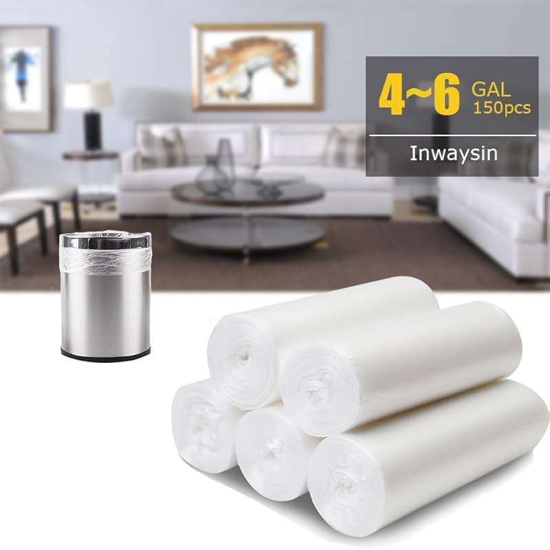 Small Trash Bags 4 Gallon Garbage Bags Waste Basket Bin Liners Bags For Bathroom, Kitchen, Office, Home Bedroom,Car- Clear White (125 Count) - Image 3