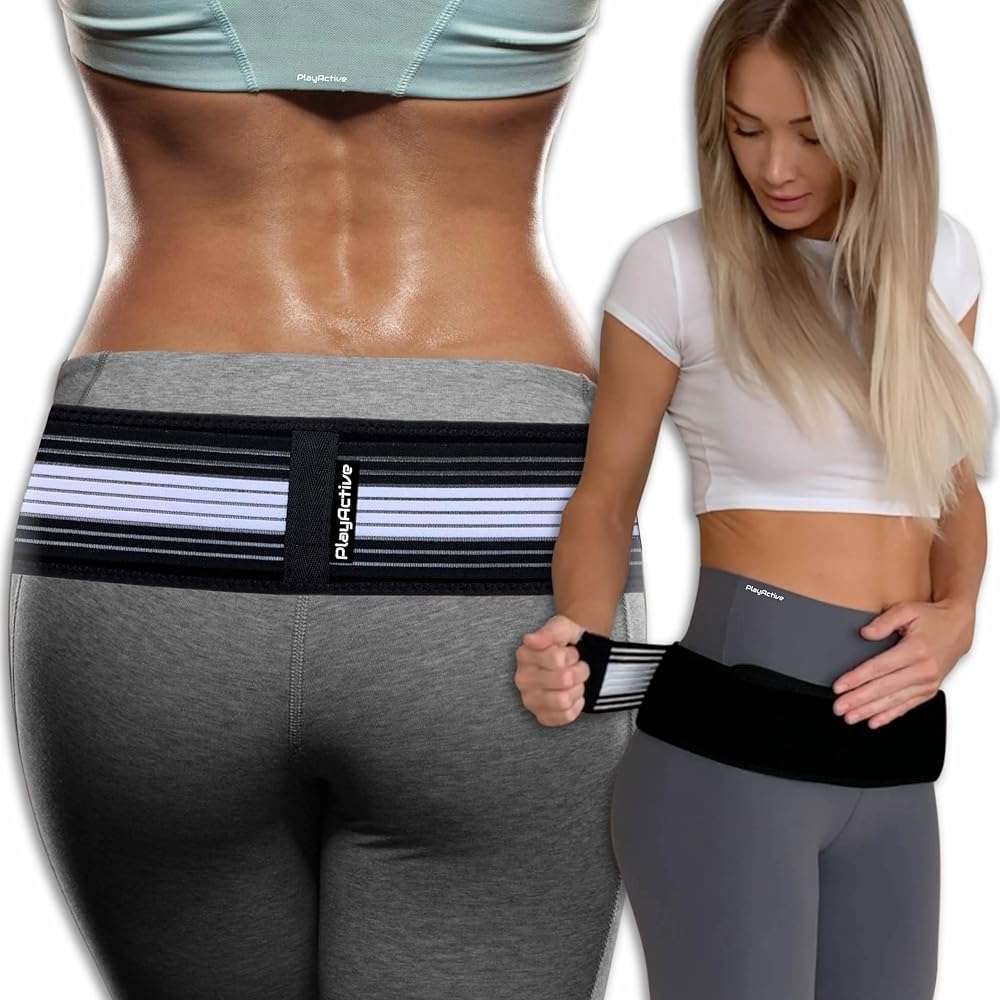 PlayActive Sacroiliac SI Joint Hip Belt - Lower Back Support Brace for Men and Women - Pelvic Support Belt - Trochanter Belt - Sciatica Pelvis Lumbar Hip Pain Relief (Regular) - Image 1