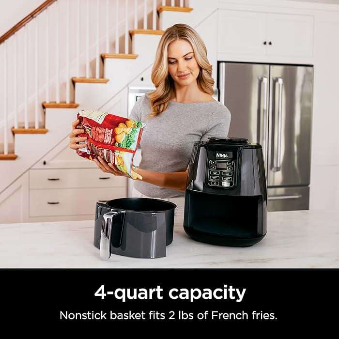 Ninja | Air Fryer | 4 QT Capacity | 4-in1 Roast, Crisp, Roast, Reheats, & Dehydrates | Dishwasher Safe Parts | Includes 20 Easy & Healthy Recipes | Compact | Grey | AF101 - Image 2