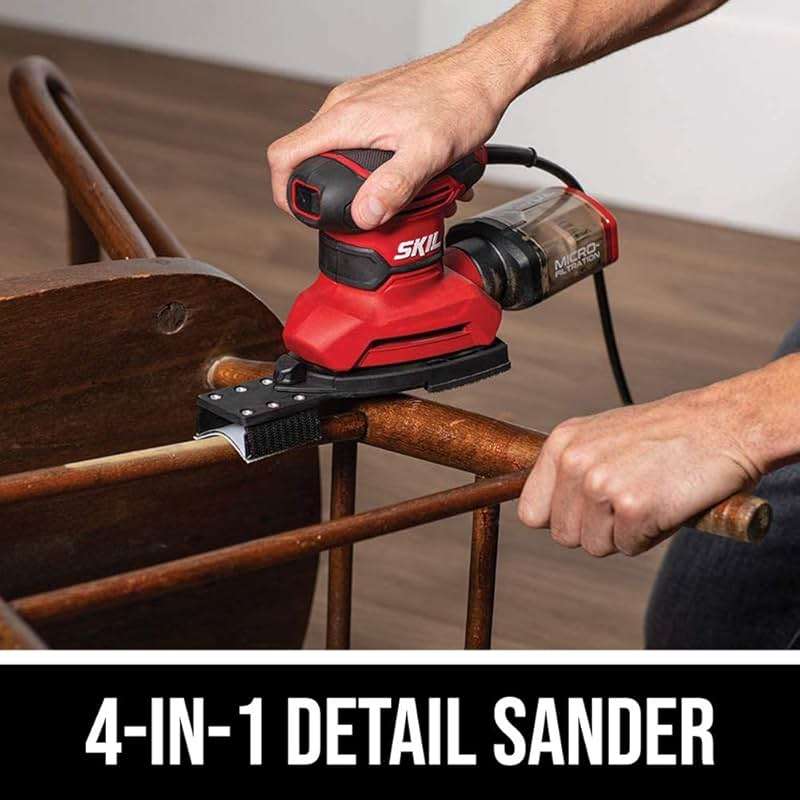 SKIL Corded Multi-Function Detail Sander with Micro-Filter Dust Box 3 Additional Attachments & 12pc Sanding Sheet- SR232301 - Image 4