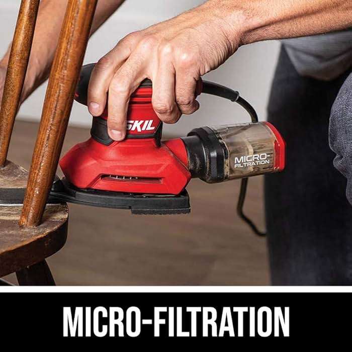 SKIL Corded Multi-Function Detail Sander with Micro-Filter Dust Box 3 Additional Attachments & 12pc Sanding Sheet- SR232301 - Image 5