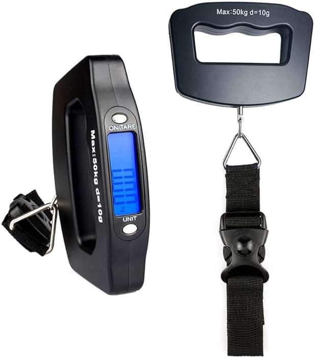 YAGSUW Handheld Digital Luggage Scale with Grip for Travel Portable Electronic Weighing Suitcase and Bag 110Lb/50kg Black - Image 1